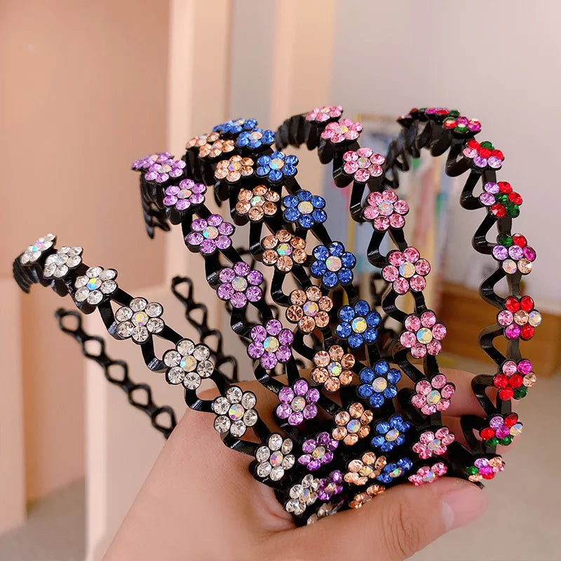 Non-Slip Rhinestone Hairbands – Elastic Pearl Flower Headbands for Women & Girls, Fashion Hair Hoop Accessories