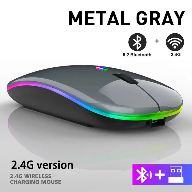 Wireless RGB Gaming Mouse โ Rechargeable Bluetooth Ergonomic Mouse for Laptop & PC, 3600DPI LED Backlit