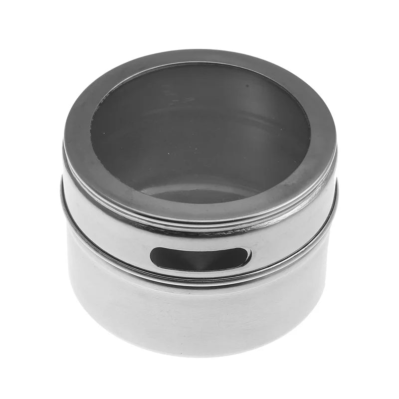 Magnetic Spice Jar Set – Stainless Steel Spice Tins with Labels for Organized Kitchen Storage
