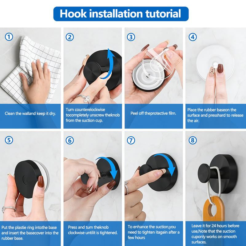 Stainless Steel Suction Cup Hooks – No Drill, No Damage Wall Organiser