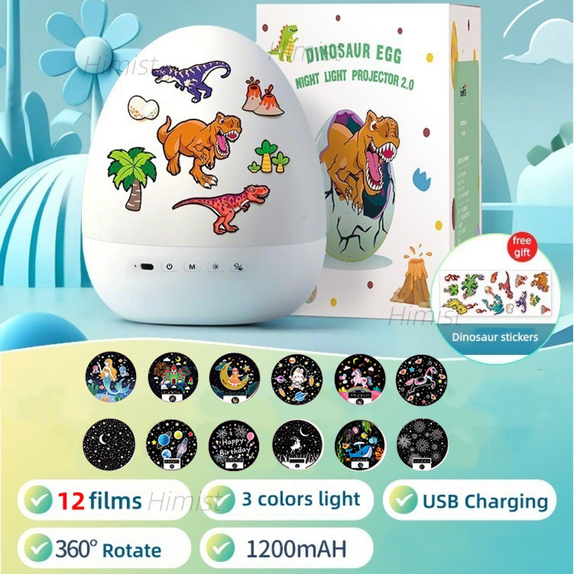 DinoGlow™ 2-in-1 Projector & Night Lamp with Music SKY MEGA BOX