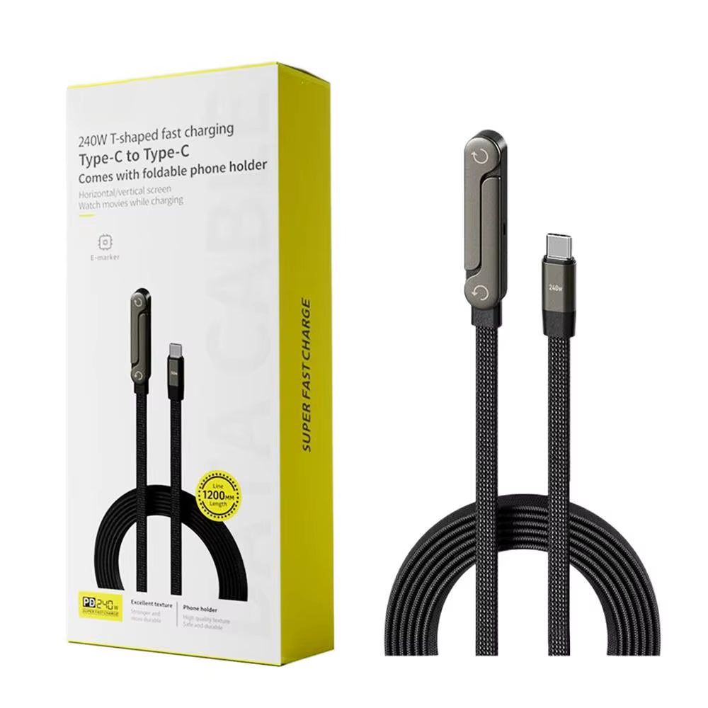 Invisible Holder Charger Cable 2-in-1 – Super Fast Charging & Phone Stand for Home, Office, Travel