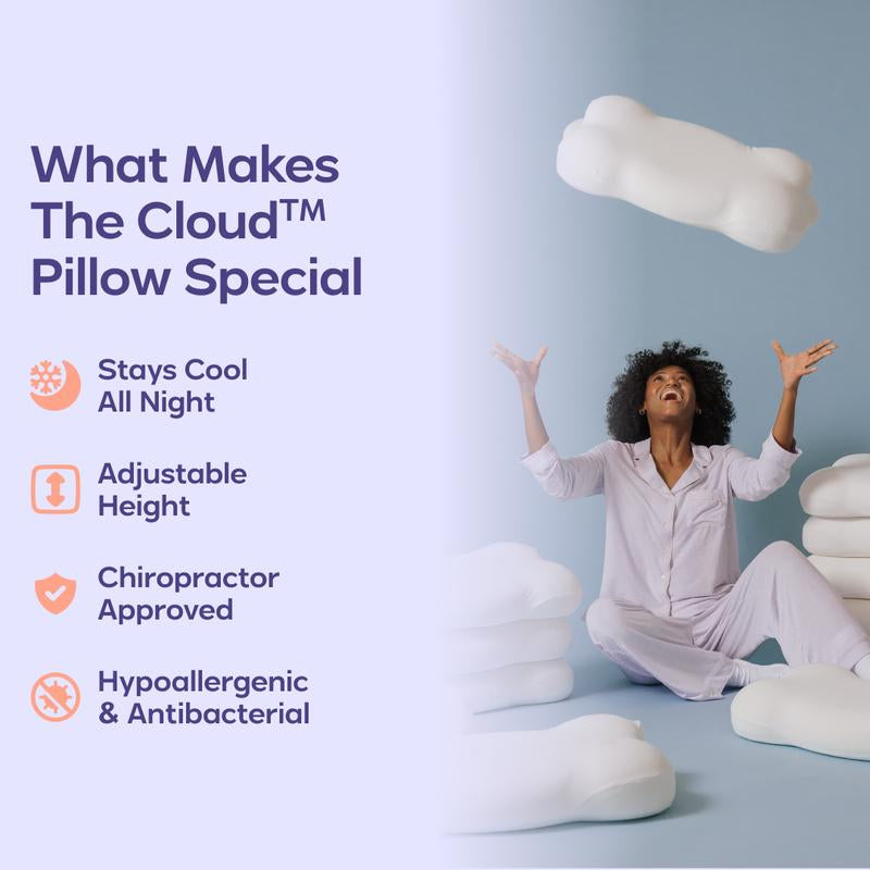 Mellow Sleep Cloudalign Pillow + FREE Cooling Pillowcase – Ergonomic Dual-Height Memory Foam Pillow