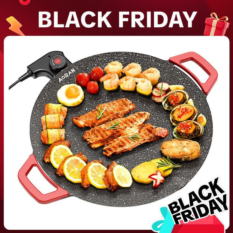 AORAN KITCHEN 1500W Electric Korean BBQ Grill – Smokeless Indoor Non-Stick Grill Pan