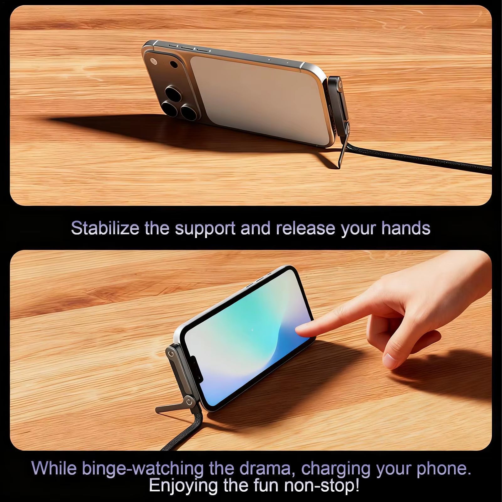Invisible Holder Charger Cable 2-in-1 – Super Fast Charging & Phone Stand for Home, Office, Travel