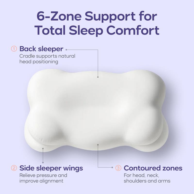 Mellow Sleep Cloudalign Pillow + FREE Cooling Pillowcase – Ergonomic Dual-Height Memory Foam Pillow