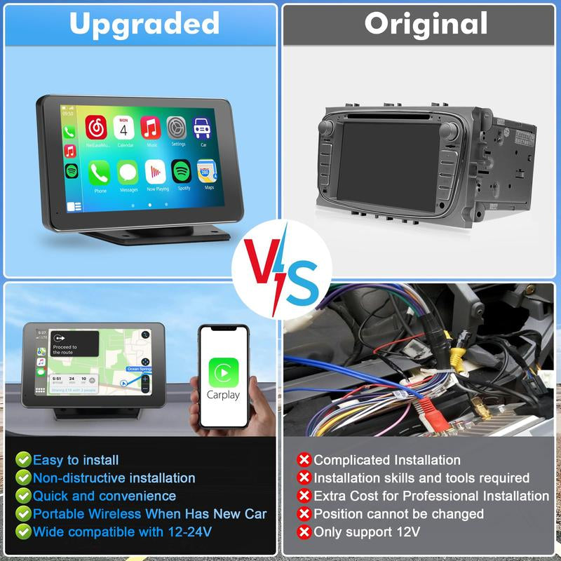 【PASLDA】2026 Upgraded Wireless CarPlay Screen – Portable Smart Display for iPhone & Android