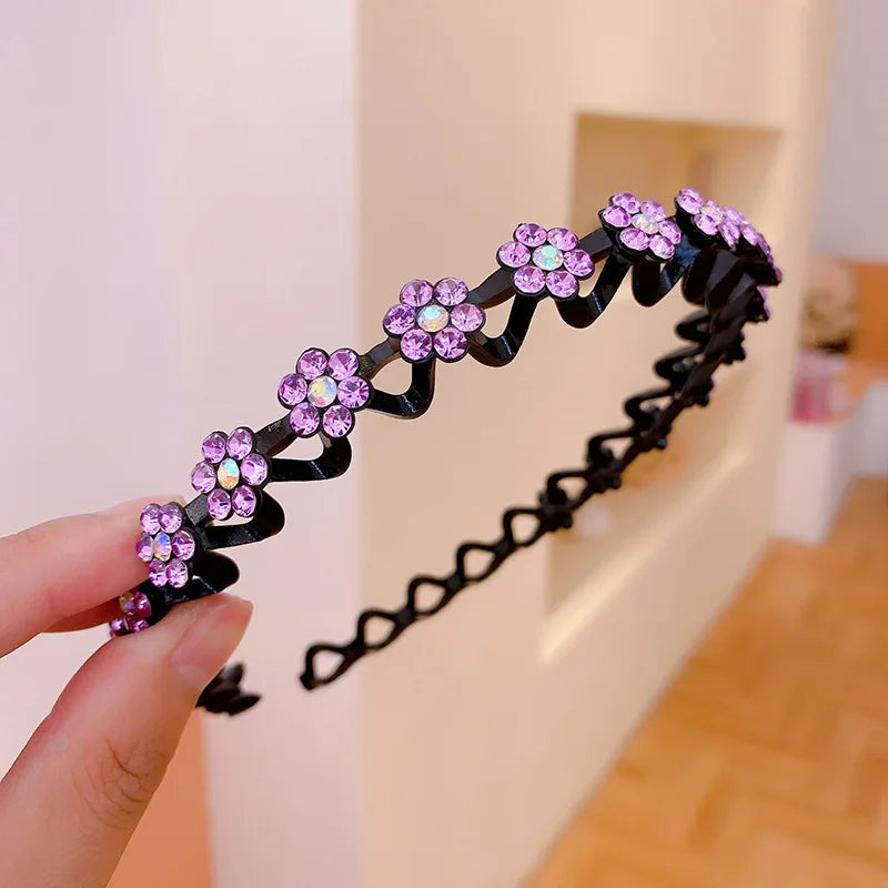 Non-Slip Rhinestone Hairbands – Elastic Pearl Flower Headbands for Women & Girls, Fashion Hair Hoop Accessories