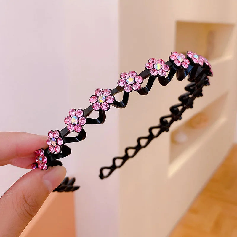 Non-Slip Rhinestone Hairbands – Elastic Pearl Flower Headbands for Women & Girls, Fashion Hair Hoop Accessories