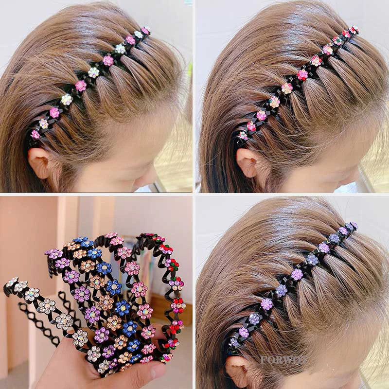 Non-Slip Rhinestone Hairbands – Elastic Pearl Flower Headbands for Women & Girls, Fashion Hair Hoop Accessories