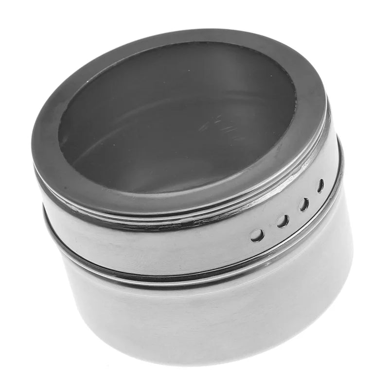 Magnetic Spice Jar Set – Stainless Steel Spice Tins with Labels for Organized Kitchen Storage