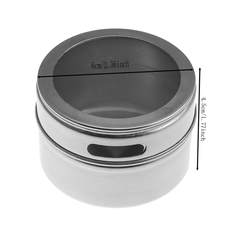 Magnetic Spice Jar Set – Stainless Steel Spice Tins with Labels for Organized Kitchen Storage