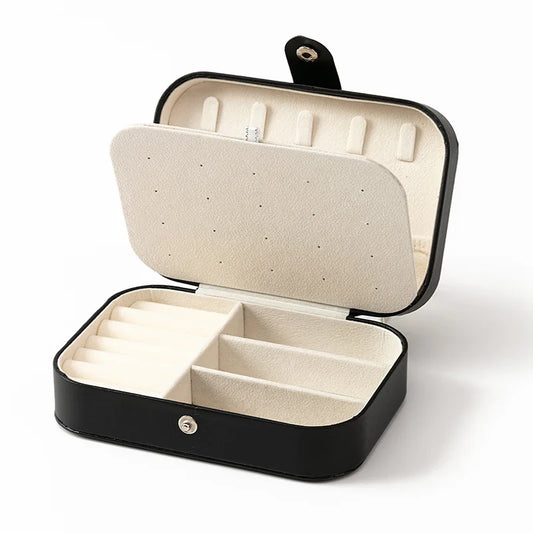 Portable Multi-Compartment Jewelry Box – Travel-Friendly Pink Organizer with Velvet Lining for Rings, Earrings & Accessories