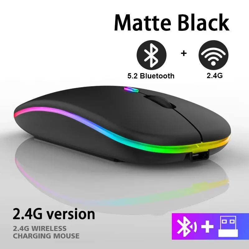 Wireless RGB Gaming Mouse – Rechargeable Bluetooth Ergonomic Mouse for Laptop & PC, 3600DPI LED Backlit