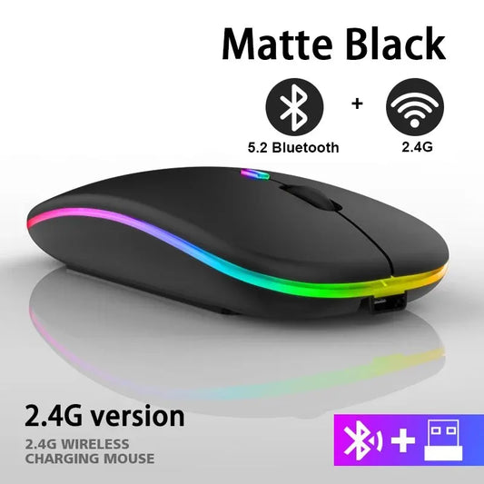 Wireless RGB Gaming Mouse – Rechargeable Bluetooth Ergonomic Mouse for Laptop & PC, 3600DPI LED Backlit