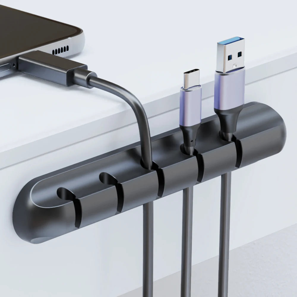 Adhesive Cable Holder Clips – Cord Management & Wire Organizer for Desktop, USB, Power, & Charging Cables