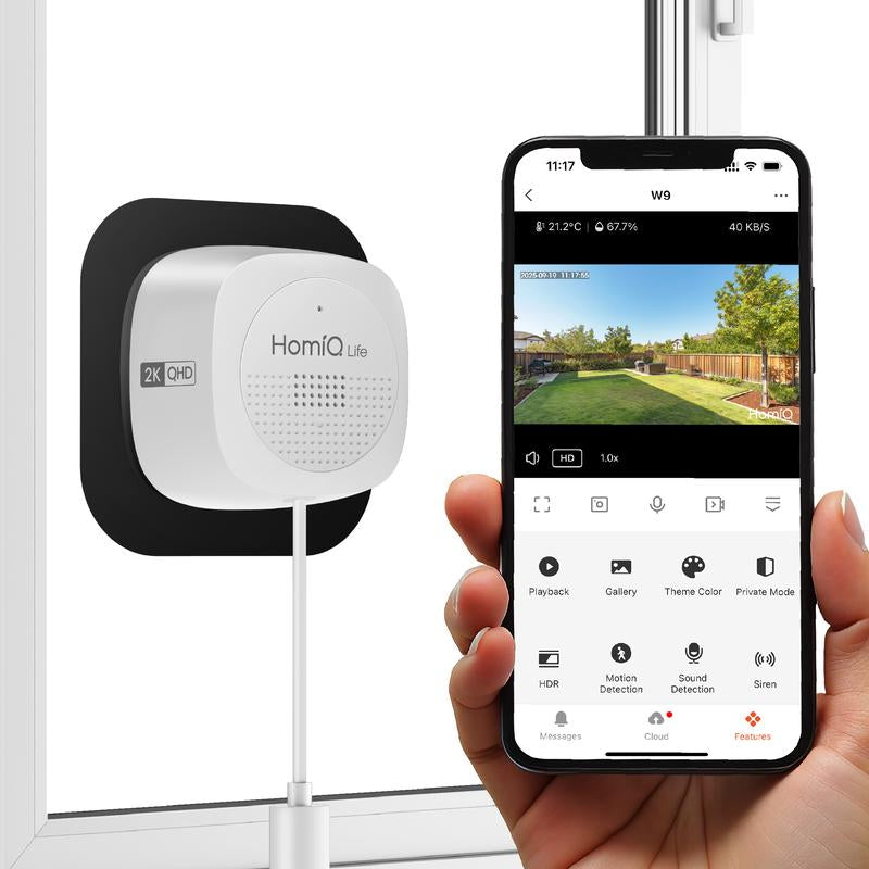 HomiQ Life Window Security Camera 3MP 2K – Smart Indoor WiFi Camera with Color Night Vision