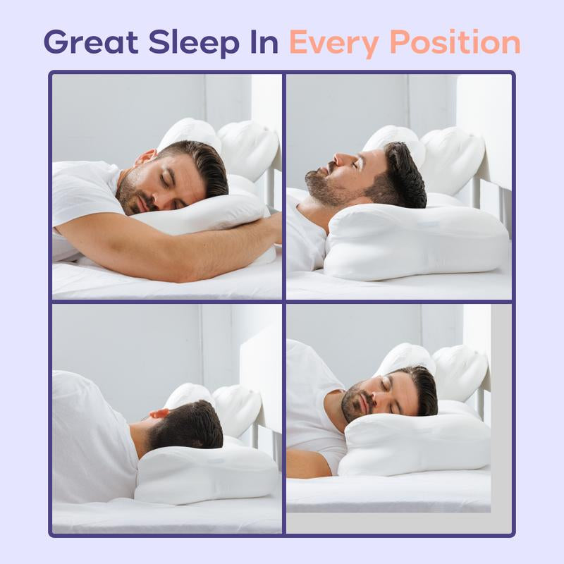 Mellow Sleep Cloudalign Pillow + FREE Cooling Pillowcase – Ergonomic Dual-Height Memory Foam Pillow