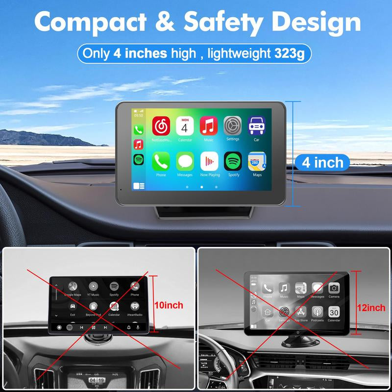 【PASLDA】2026 Upgraded Wireless CarPlay Screen – Portable Smart Display for iPhone & Android