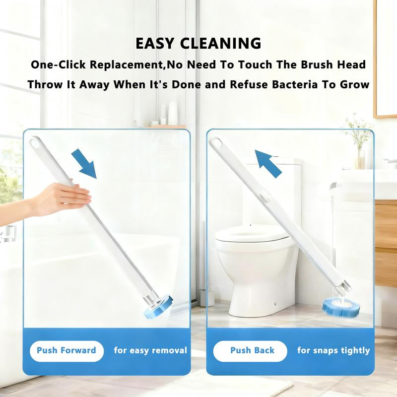 Snofrid Disposable Toilet Brush Set – Wall-Mount Toilet & Bathroom Cleaning Kit with 24 Refills