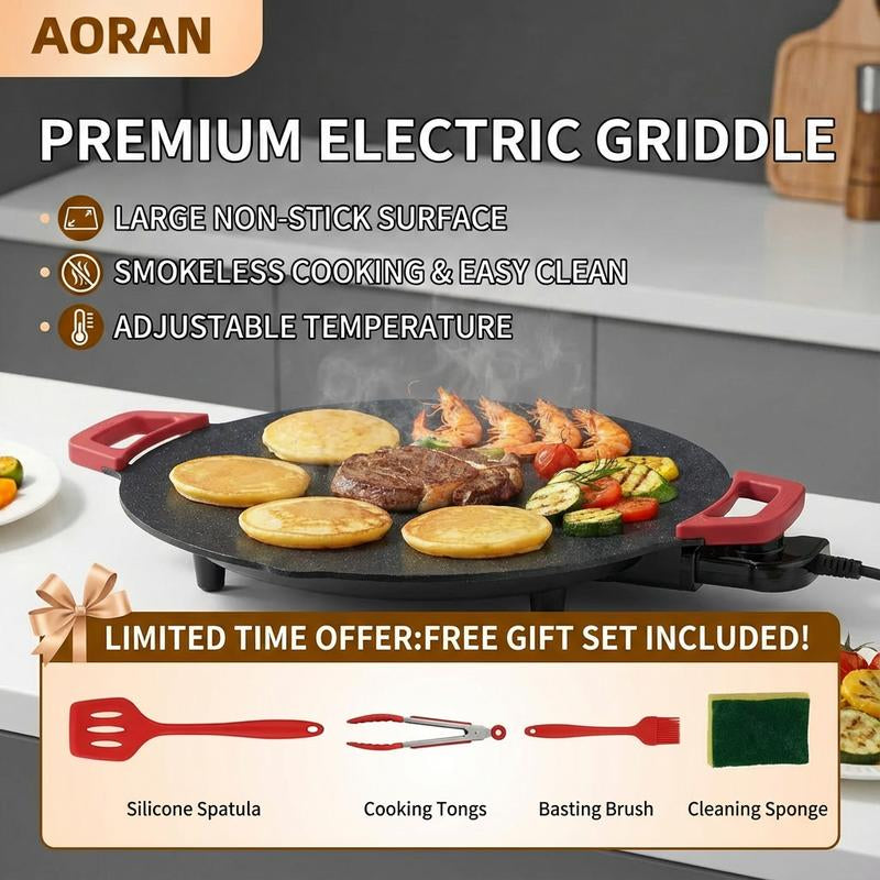 AORAN KITCHEN 1500W Electric Korean BBQ Grill – Smokeless Indoor Non-Stick Grill Pan